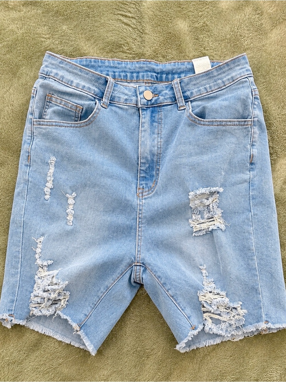 SHEIN Light Blue Distressed Denim Shorts -  Women (size in the tag is not right)